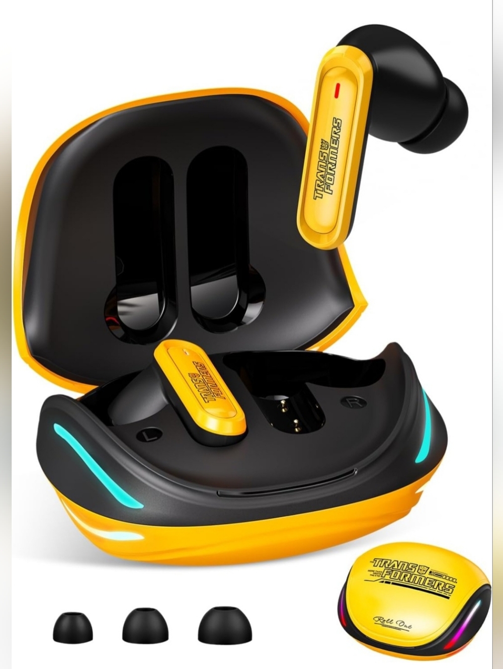 Transformers Official Bumblebee Wireless Gaming Earbuds, Bluetooth 6.0 Headphone